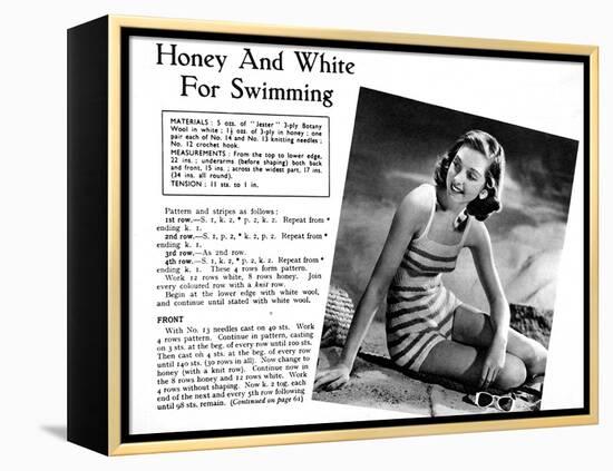 Swimwear Knitting Pattern, 1948-null-Framed Stretched Canvas