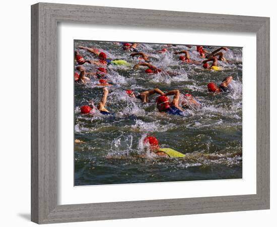 Swindon, Participants in a Triathalon Competition, Swindon, England, England-Paul Harris-Framed Photographic Print