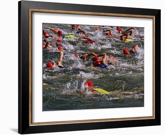 Swindon, Participants in a Triathalon Competition, Swindon, England, England-Paul Harris-Framed Photographic Print