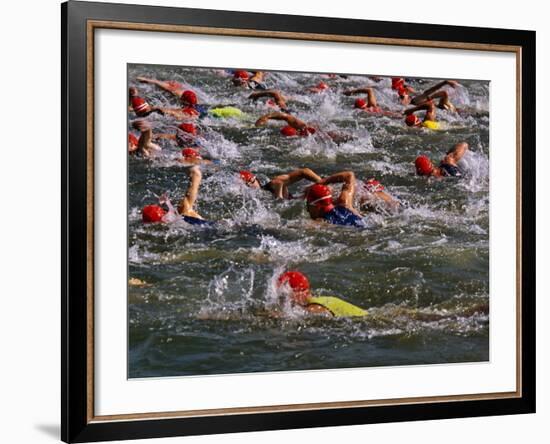 Swindon, Participants in a Triathalon Competition, Swindon, England, England-Paul Harris-Framed Photographic Print