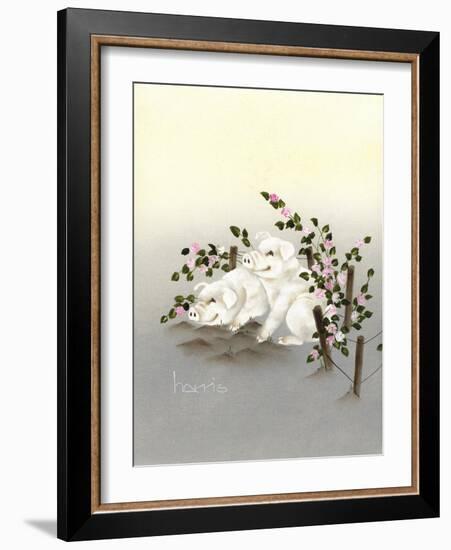 Swine and Roses-Peggy Harris-Framed Giclee Print