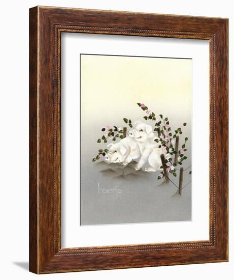 Swine and Roses-Peggy Harris-Framed Giclee Print