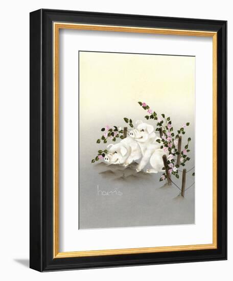 Swine and Roses-Peggy Harris-Framed Giclee Print