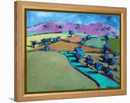 Swineyard Hill (acrylic on canvas, 2021)-Paul Powis-Framed Premier Image Canvas