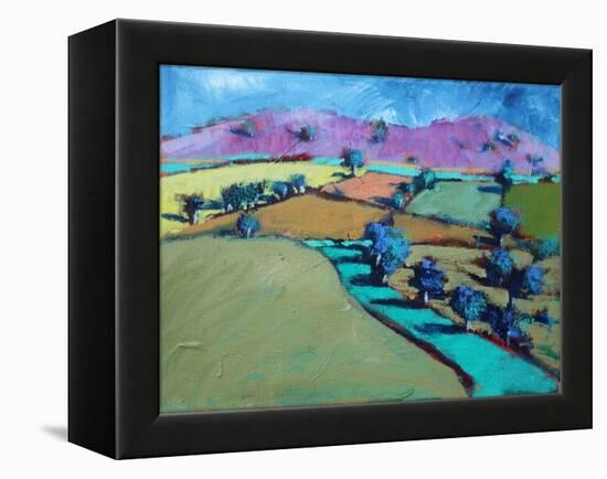 Swineyard Hill (acrylic on canvas, 2021)-Paul Powis-Framed Premier Image Canvas