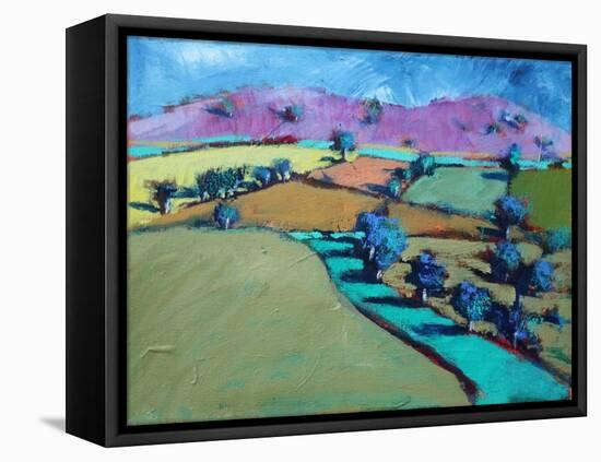Swineyard Hill (acrylic on canvas, 2021)-Paul Powis-Framed Premier Image Canvas