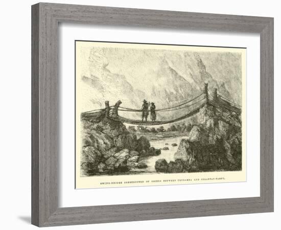 Swing-Bridge Constructed of Osiers Between Urubamba and Ollantay-Tampu-Édouard Riou-Framed Giclee Print