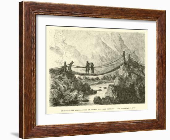 Swing-Bridge Constructed of Osiers Between Urubamba and Ollantay-Tampu-Édouard Riou-Framed Giclee Print