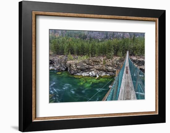 Swing Bridge over the Kootenai River Near Libby, Montana, Usa-Chuck Haney-Framed Photographic Print