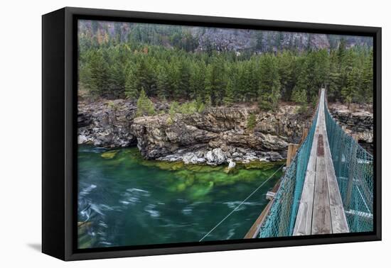 Swing Bridge over the Kootenai River Near Libby, Montana, Usa-Chuck Haney-Framed Premier Image Canvas