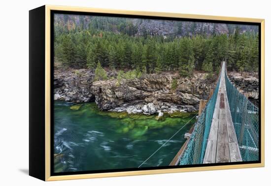 Swing Bridge over the Kootenai River Near Libby, Montana, Usa-Chuck Haney-Framed Premier Image Canvas