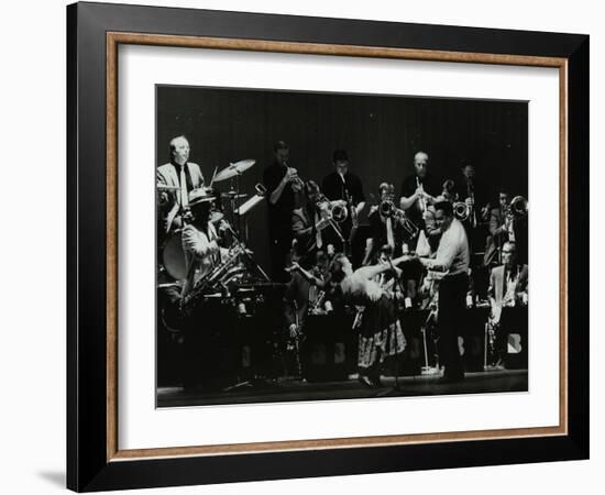 Swing Machine in Concert at the Forum Theatre, Hatfield, Hertfordshire, 18 February 1986-Denis Williams-Framed Photographic Print