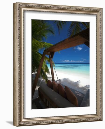 Swing on Tropical Beach, Maldives, Indian Ocean, Asia-Sakis Papadopoulos-Framed Photographic Print