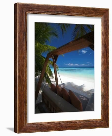 Swing on Tropical Beach, Maldives, Indian Ocean, Asia-Sakis Papadopoulos-Framed Photographic Print