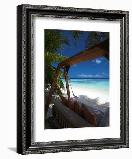 Swing on Tropical Beach, Maldives, Indian Ocean, Asia-Sakis Papadopoulos-Framed Photographic Print