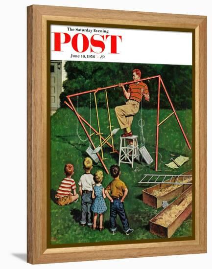 "Swing-set" Saturday Evening Post Cover, June 16, 1956-Amos Sewell-Framed Premier Image Canvas