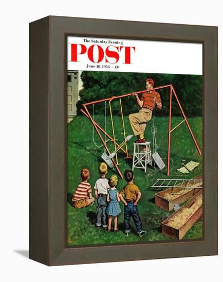 "Swing-set" Saturday Evening Post Cover, June 16, 1956-Amos Sewell-Framed Premier Image Canvas