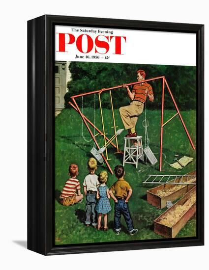 "Swing-set" Saturday Evening Post Cover, June 16, 1956-Amos Sewell-Framed Premier Image Canvas