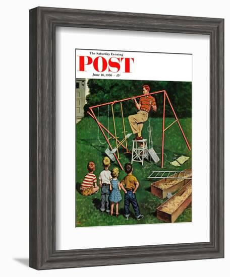 "Swing-set" Saturday Evening Post Cover, June 16, 1956-Amos Sewell-Framed Giclee Print