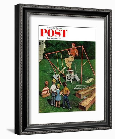 "Swing-set" Saturday Evening Post Cover, June 16, 1956-Amos Sewell-Framed Giclee Print