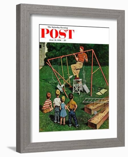 "Swing-set" Saturday Evening Post Cover, June 16, 1956-Amos Sewell-Framed Giclee Print