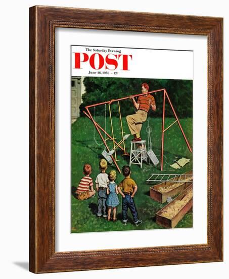 "Swing-set" Saturday Evening Post Cover, June 16, 1956-Amos Sewell-Framed Giclee Print