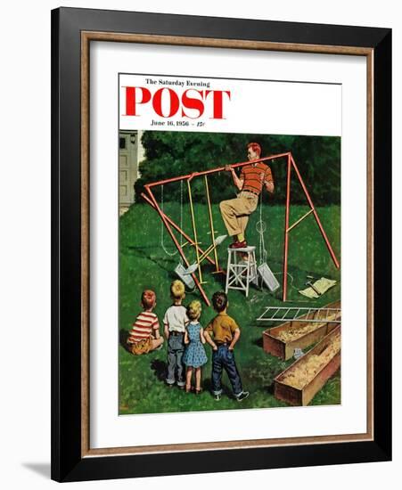 "Swing-set" Saturday Evening Post Cover, June 16, 1956-Amos Sewell-Framed Giclee Print