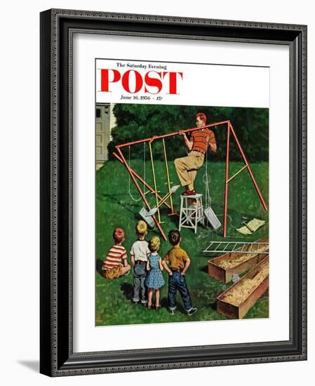 "Swing-set" Saturday Evening Post Cover, June 16, 1956-Amos Sewell-Framed Giclee Print