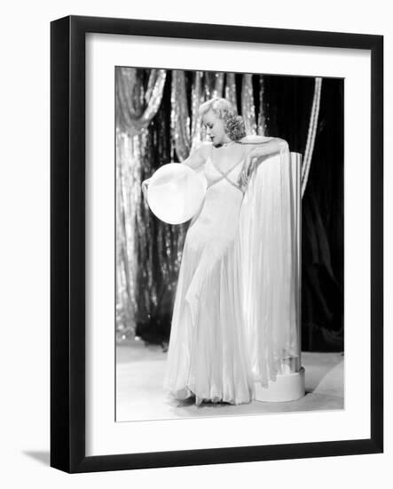 Swing Time, Ginger Rogers in Ensemble Designed by Bernard Newman, 1936-null-Framed Photo