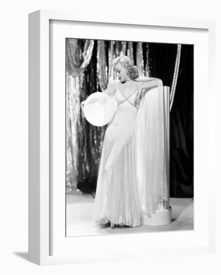 Swing Time, Ginger Rogers in Ensemble Designed by Bernard Newman, 1936-null-Framed Photo