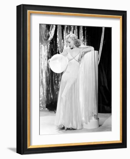 Swing Time, Ginger Rogers in Ensemble Designed by Bernard Newman, 1936-null-Framed Photo