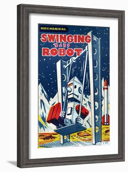 Swinging Baby Robot-null-Framed Art Print