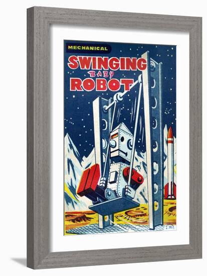 Swinging Baby Robot-null-Framed Art Print