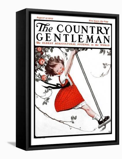 "Swinging in the Apple Tree," Country Gentleman Cover, August 15, 1925-Sarah Stilwell Weber-Framed Premier Image Canvas