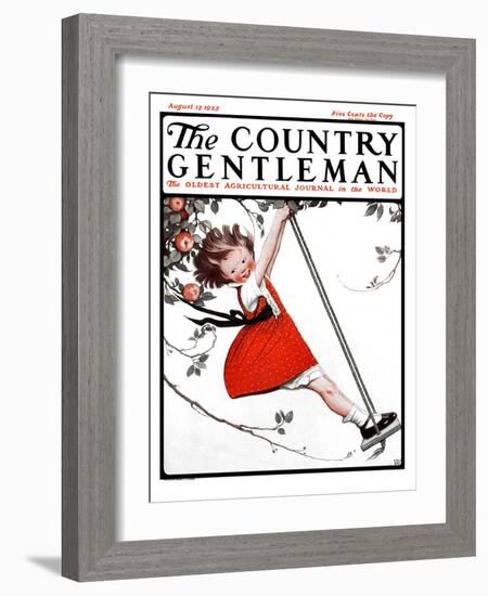 "Swinging in the Apple Tree," Country Gentleman Cover, August 15, 1925-Sarah Stilwell Weber-Framed Giclee Print