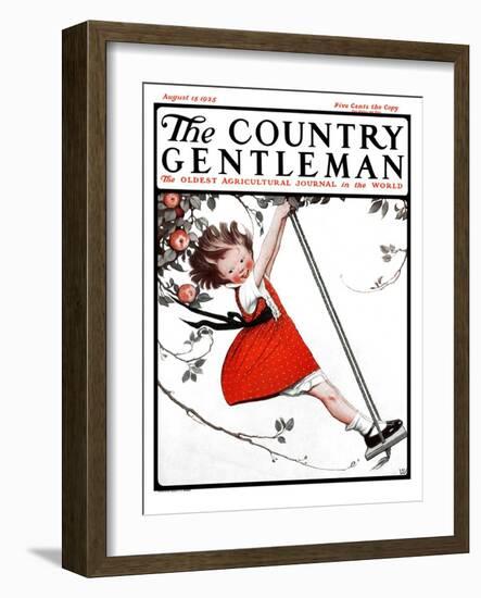 "Swinging in the Apple Tree," Country Gentleman Cover, August 15, 1925-Sarah Stilwell Weber-Framed Giclee Print