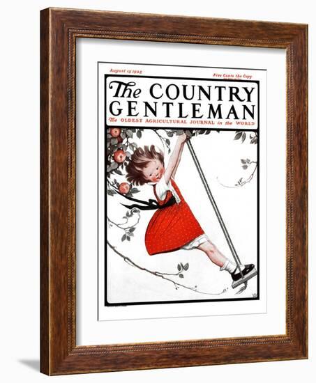 "Swinging in the Apple Tree," Country Gentleman Cover, August 15, 1925-Sarah Stilwell Weber-Framed Giclee Print