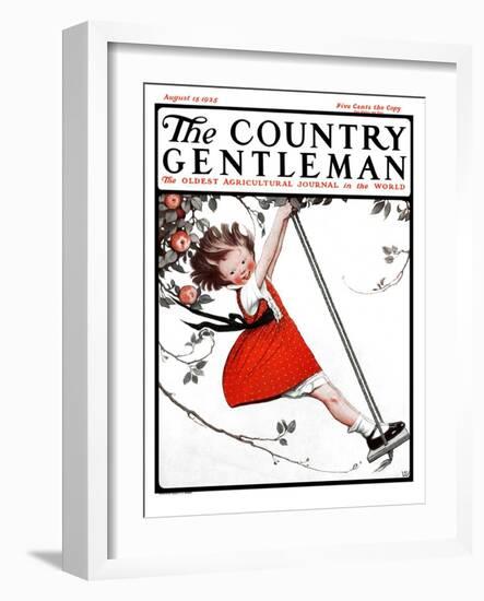 "Swinging in the Apple Tree," Country Gentleman Cover, August 15, 1925-Sarah Stilwell Weber-Framed Giclee Print