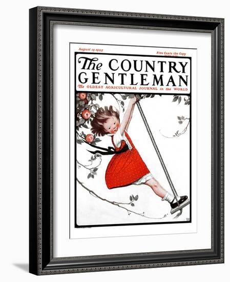 "Swinging in the Apple Tree," Country Gentleman Cover, August 15, 1925-Sarah Stilwell Weber-Framed Giclee Print