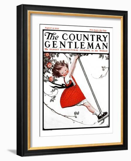 "Swinging in the Apple Tree," Country Gentleman Cover, August 15, 1925-Sarah Stilwell Weber-Framed Giclee Print
