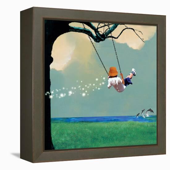 Swinging-Nancy Tillman-Framed Stretched Canvas