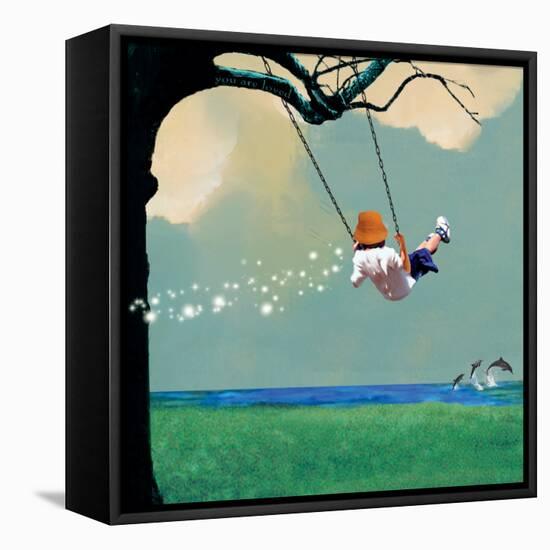 Swinging-Nancy Tillman-Framed Stretched Canvas