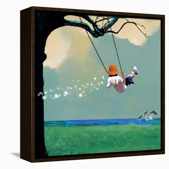 Swinging-Nancy Tillman-Framed Stretched Canvas