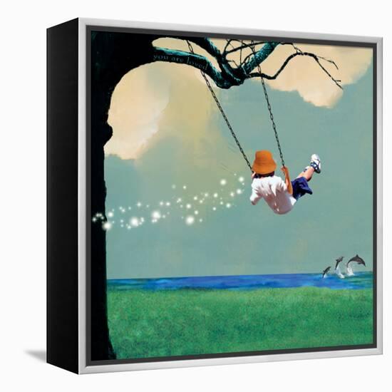 Swinging-Nancy Tillman-Framed Stretched Canvas