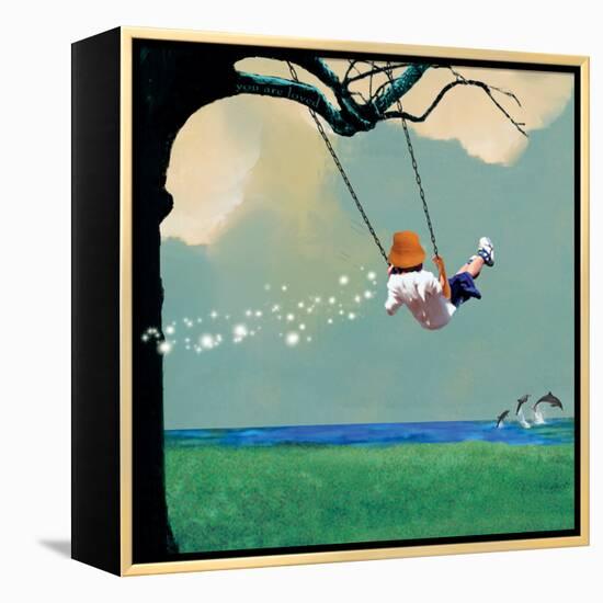 Swinging-Nancy Tillman-Framed Stretched Canvas