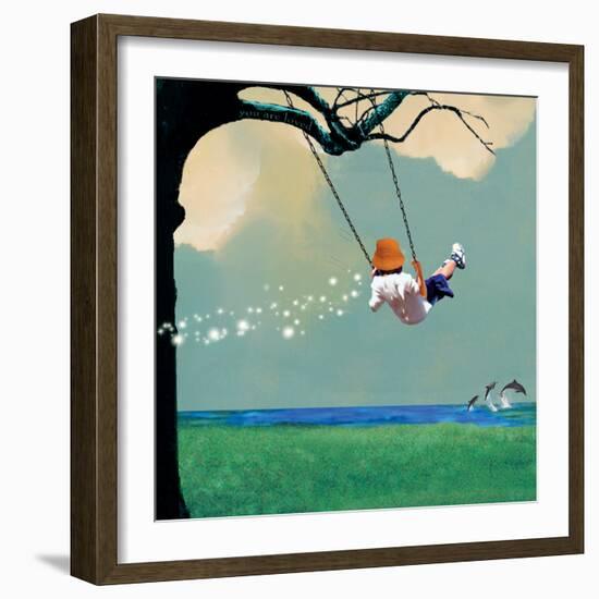 Swinging-Nancy Tillman-Framed Premium Giclee Print