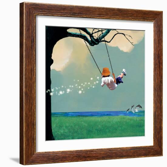 Swinging-Nancy Tillman-Framed Premium Giclee Print