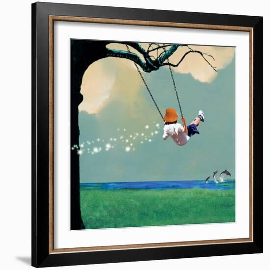 Swinging-Nancy Tillman-Framed Premium Giclee Print