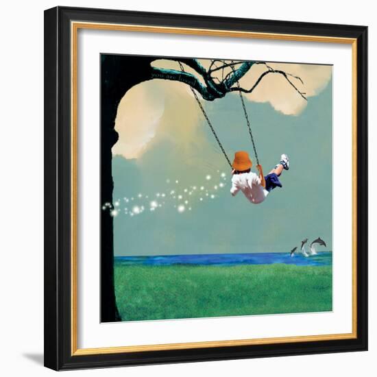 Swinging-Nancy Tillman-Framed Premium Giclee Print