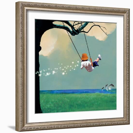 Swinging-Nancy Tillman-Framed Art Print